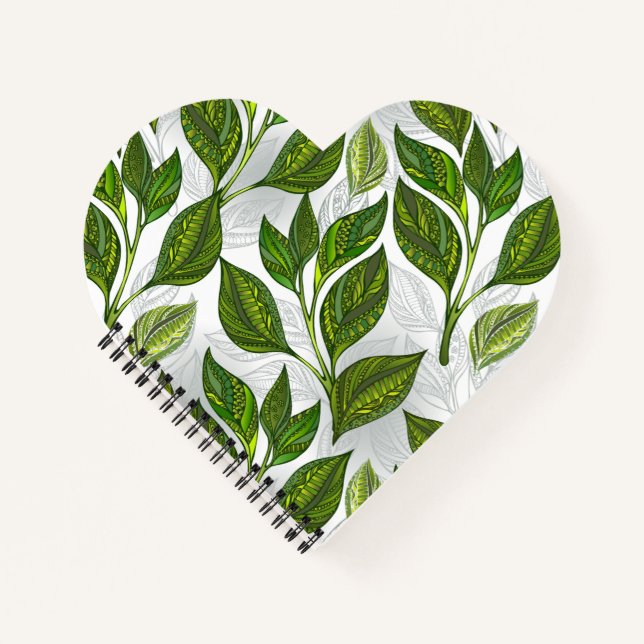 Seamless Pattern with Green Tea Leaves Notebook (Front)