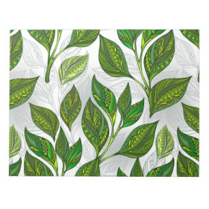 Seamless Pattern with Green Tea Leaves Notepad