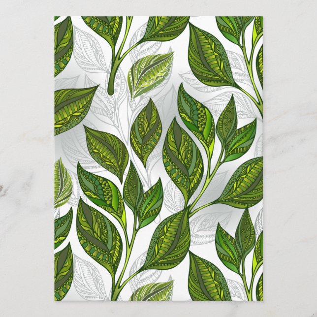 Seamless Pattern with Green Tea Leaves Programme (Front)