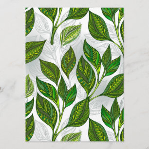 Seamless Pattern with Green Tea Leaves Programme