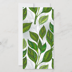 Seamless Pattern with Green Tea Leaves Save The Date