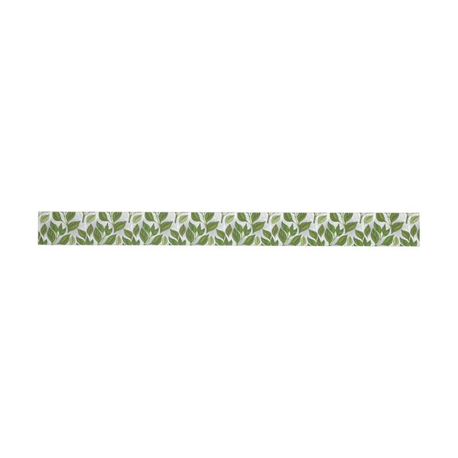 Seamless Pattern with Green Tea Leaves Wrap Around Label (Individual)