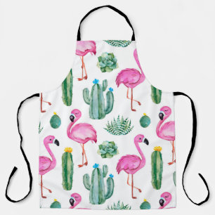 Seamless pattern with green watercolor cactus, suc apron