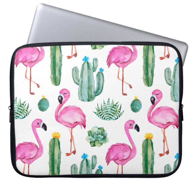 Seamless pattern with green watercolor cactus, suc laptop sleeve (Front)