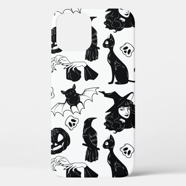 Seamless pattern with Halloween cute hand drawn el Case-Mate iPhone Case (Back)