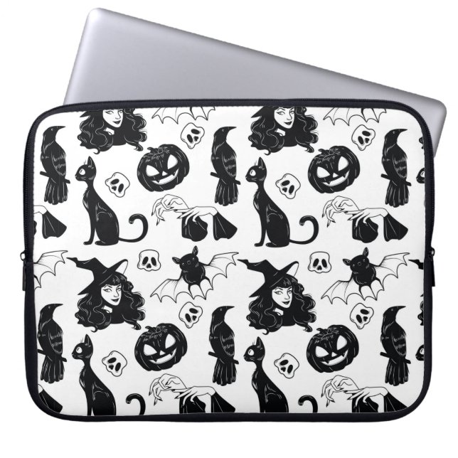 Seamless pattern with Halloween cute hand drawn el Laptop Sleeve (Front)