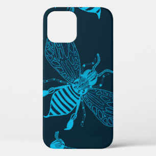 Seamless pattern with hand drawn bees. Fashion ill iPhone 12 Case