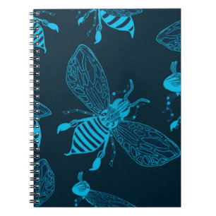 Seamless pattern with hand drawn bees. Fashion ill Notebook
