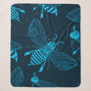 Seamless pattern with hand drawn bees. Fashion ill Sherpa Blanket