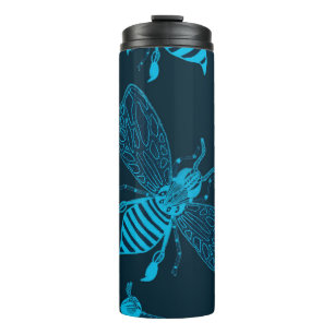 Seamless pattern with hand drawn bees. Fashion ill Thermal Tumbler