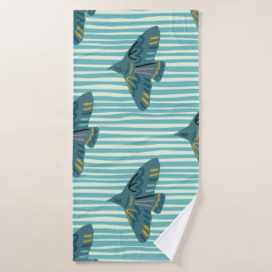Seamless pattern with hand drawn bird vraetive sil bath towel
