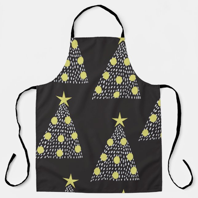 Seamless pattern with hand drawn Christmas trees i Apron (Front)