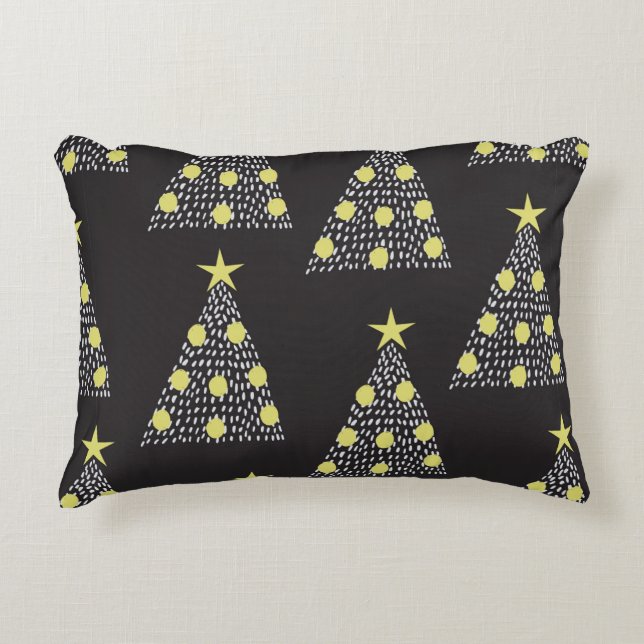 Seamless pattern with hand drawn Christmas trees i Decorative Cushion (Front)
