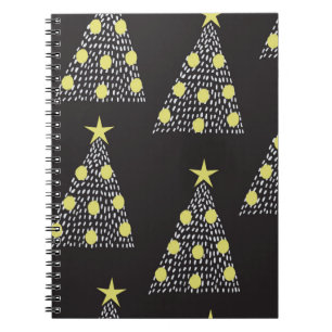 Seamless pattern with hand drawn Christmas trees i Notebook