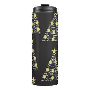 Seamless pattern with hand drawn Christmas trees i Thermal Tumbler