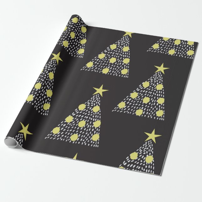 Seamless pattern with hand drawn Christmas trees i Wrapping Paper (Unrolled)