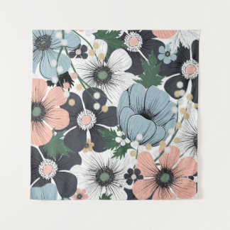 Seamless pattern with hand-drawn delicate flowers. tapestry