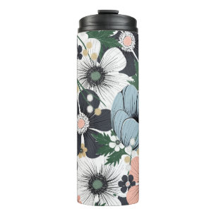 Seamless pattern with hand-drawn delicate flowers. thermal tumbler