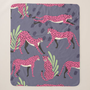 Seamless pattern with hand drawn exotic big cat pi sherpa blanket