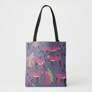 Seamless pattern with hand drawn exotic big cat pi tote bag