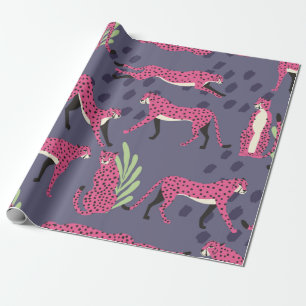 Seamless pattern with hand drawn exotic big cat pi wrapping paper