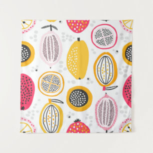 Seamless pattern with hand drawn exotic fruits. Ab Tapestry