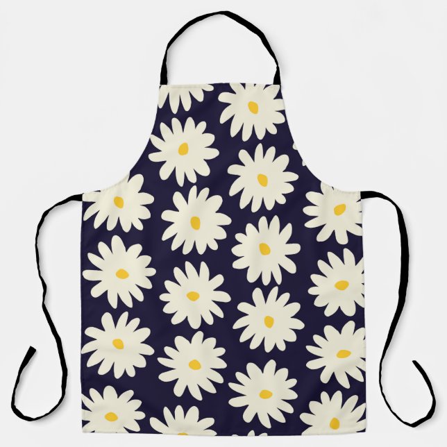 Seamless pattern with hand drawn flowers in cream  apron (Front)