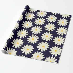 Seamless pattern with hand drawn flowers in cream wrapping paper
