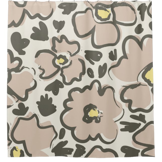 seamless pattern with hand drawn flowers shower curtain (Front)