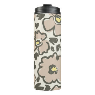 seamless pattern with hand drawn flowers thermal tumbler