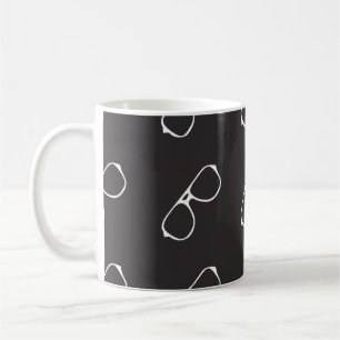 Seamless pattern with hand drawn glasses, fashion coffee mug