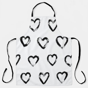 Seamless pattern with hand drawn heart apron