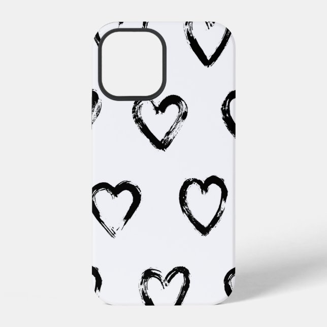 Seamless pattern with hand drawn heart iPhone case (Back)