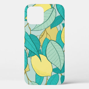 seamless pattern with hand drawn lemon garden iPhone 12 case