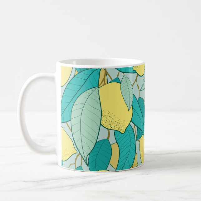 seamless pattern with hand drawn lemon garden coffee mug (Left)