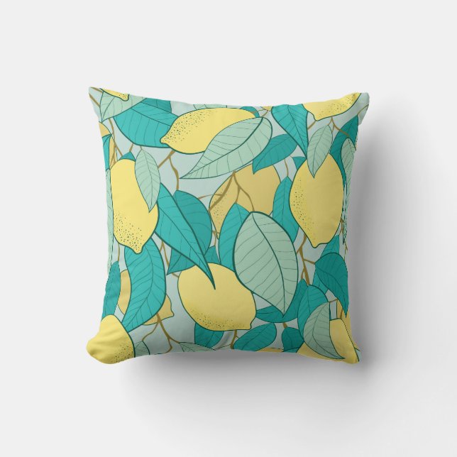 seamless pattern with hand drawn lemon garden cushion (Front)