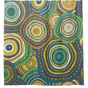 Seamless pattern with hand drawn ornamental circle shower curtain