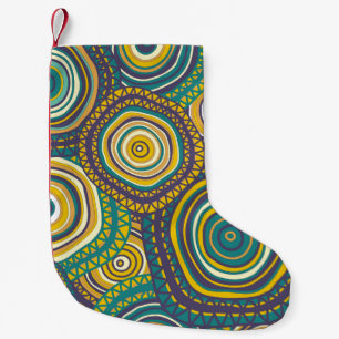 Seamless pattern with hand drawn ornamental circle small christmas stocking