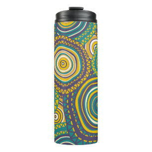 Seamless pattern with hand drawn ornamental circle thermal tumbler