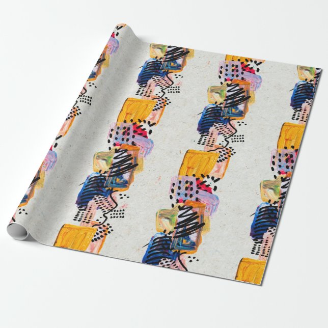 Seamless pattern with hand drawn paint strokes. Ar Wrapping Paper (Unrolled)