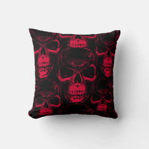 Seamless pattern with hand-drawn sinister human sk cushion