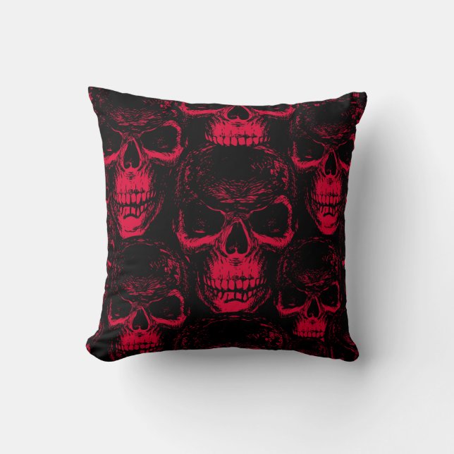 Seamless pattern with hand-drawn sinister human sk cushion (Front)