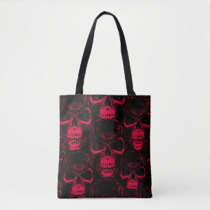 Seamless pattern with hand-drawn sinister human sk tote bag