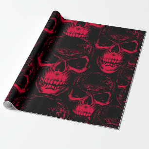 Seamless pattern with hand-drawn sinister human sk wrapping paper
