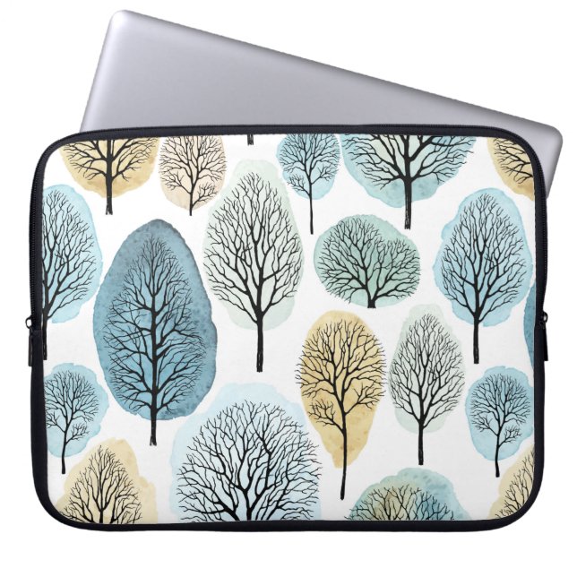 Seamless pattern with hand drawn trees and waterco laptop sleeve (Front)