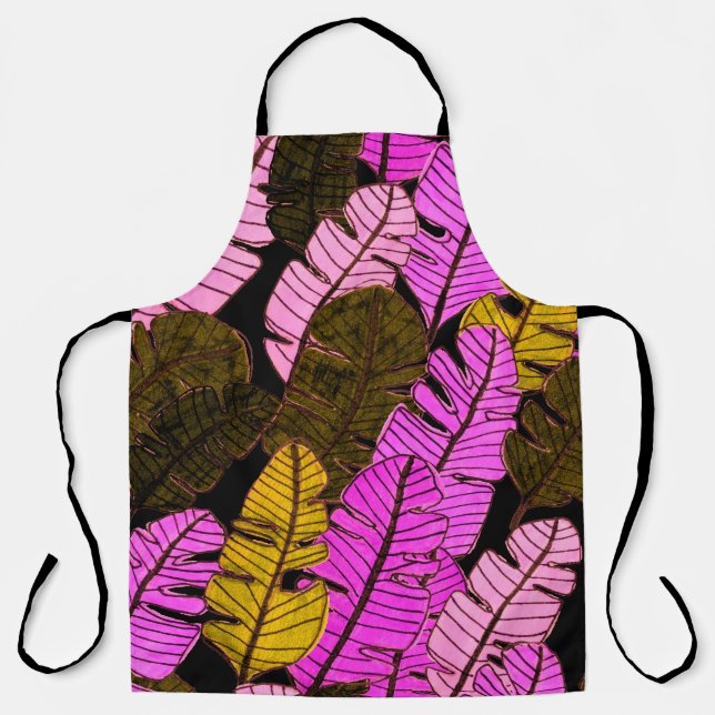 Seamless pattern with hand drawn tropical leaves.  apron (Front)