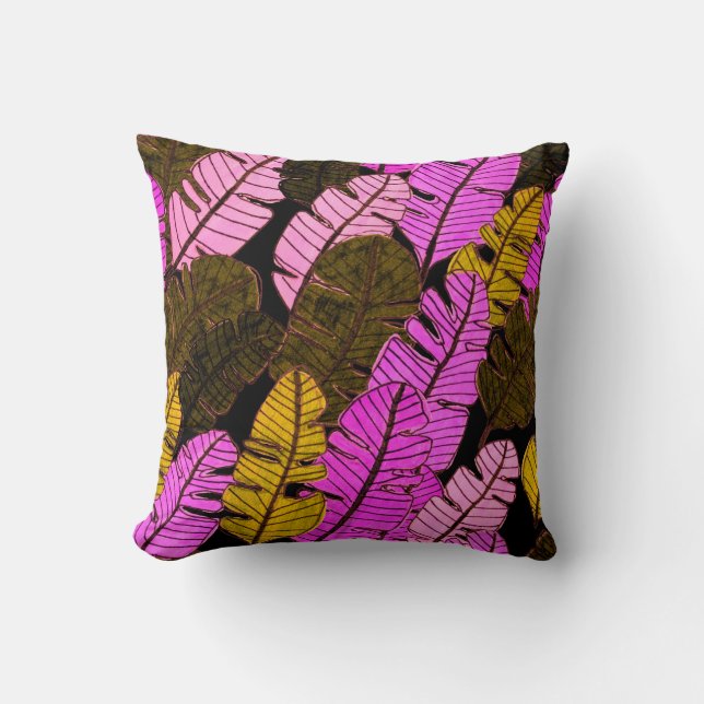 Seamless pattern with hand drawn tropical leaves.  cushion (Front)