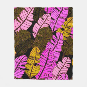 Seamless pattern with hand drawn tropical leaves.  fleece blanket