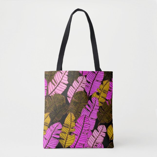 Seamless pattern with hand drawn tropical leaves.  tote bag (Front)