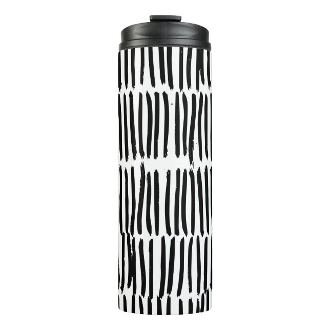Seamless pattern with hand drawn vertical elements thermal tumbler (Front)